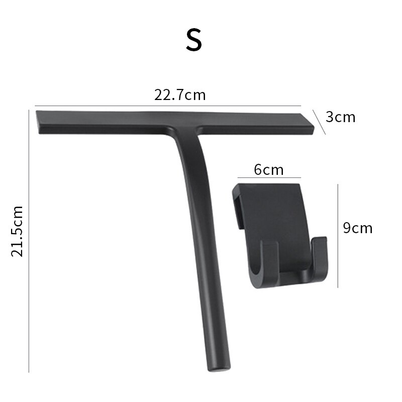Douche Zuigmond Glas Ruitenwisser Schraper Douche Zuigmond Cleaner Met Siliconen Houder Badkamer Spiegel Ruitenwisser Schraper Glas Schoon: A-Black with hook-S
