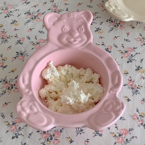 Koreaanse Versie Zoete Beer Dessert Kom Koreaanse Fruit Ontbijt Granen Kom Keramische Servies: Pink bowl