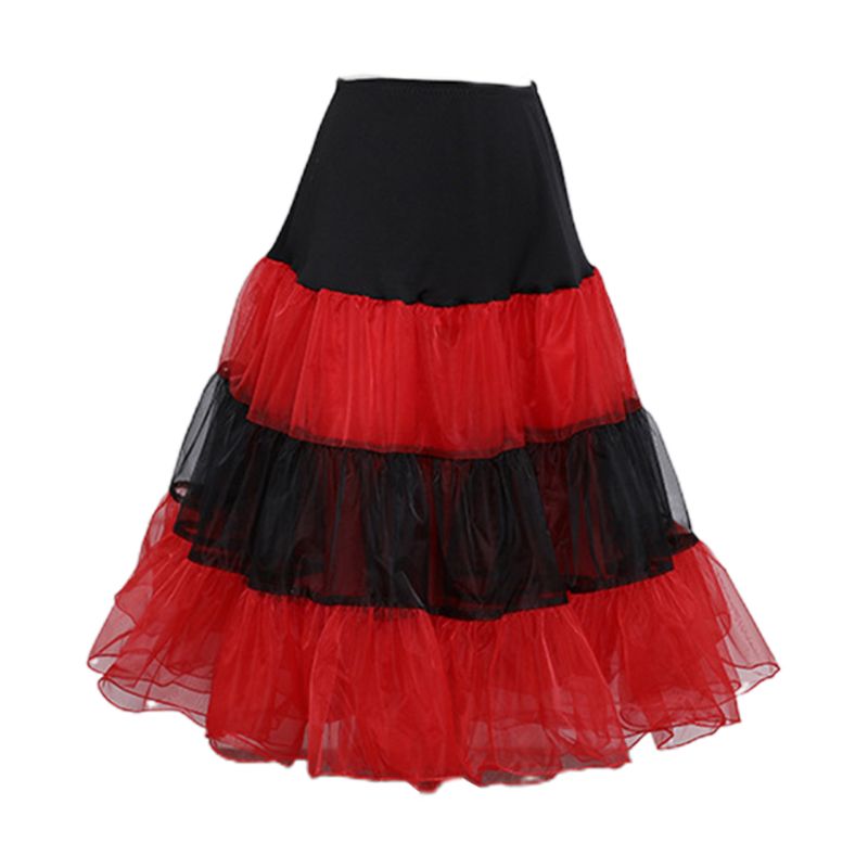 Women Contrast Candy Color Stripes Petticoat Ruffles Soft Tulle Party Tutu Skirt X7YC: 3