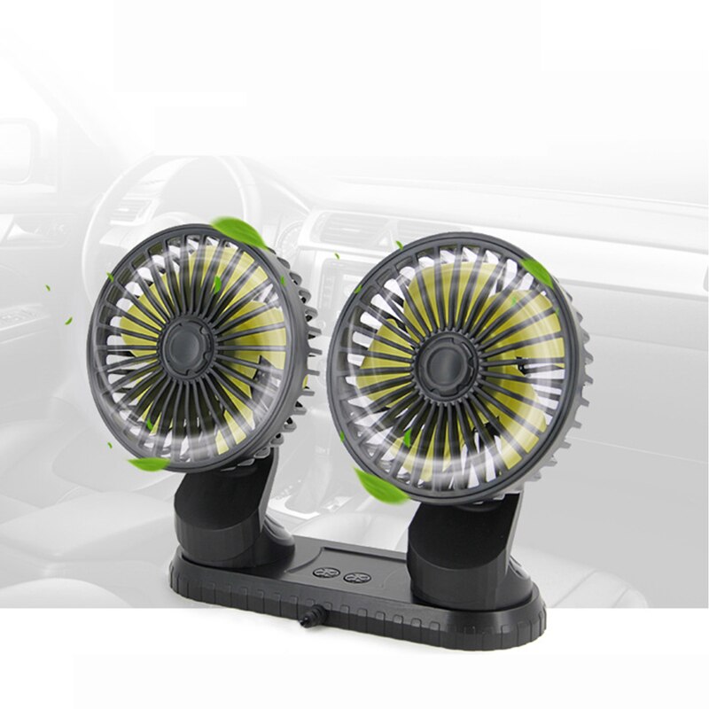 Ventilador de coche de doble cabeza con USB, accesorios creativos para coche, aire acondicionado portátil para automóvil, ventilador de refrigeración automático