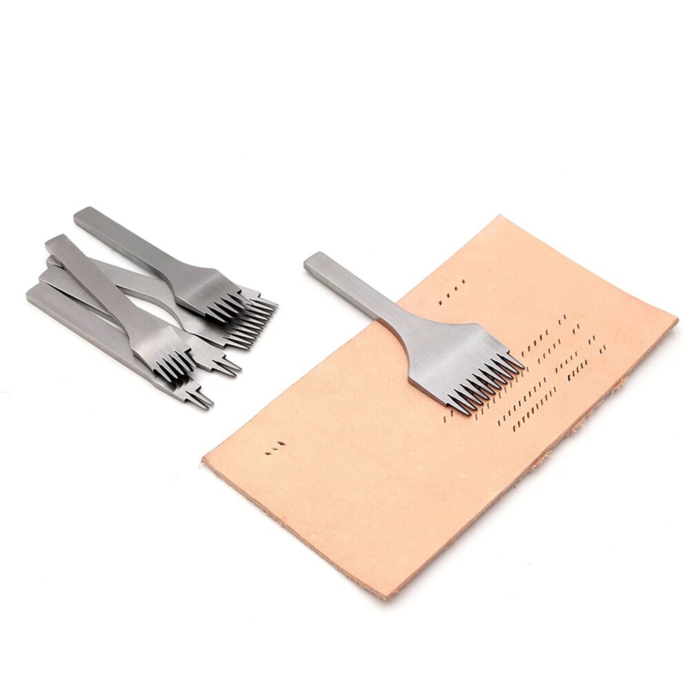 White Steel Stitching Lacing Punch Chisel Oblique Flat Cut Gear Pitch Tool Polished Prongs Leather Craft Hole Puncher Pitch Tool