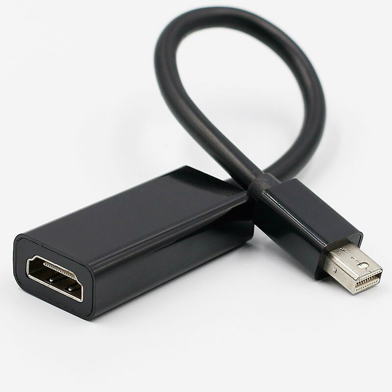 Mini dp til hdmi kabel konverter adapter mini displayport display port dp til hdmi adapter til apple mac macbook pro air notebook: Sort