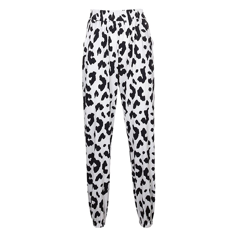 Zebrastribede joggers streetwear lige bukser kvinder højtaljede bukser plus size harajuku korea bukser med brede ben femme: B / S