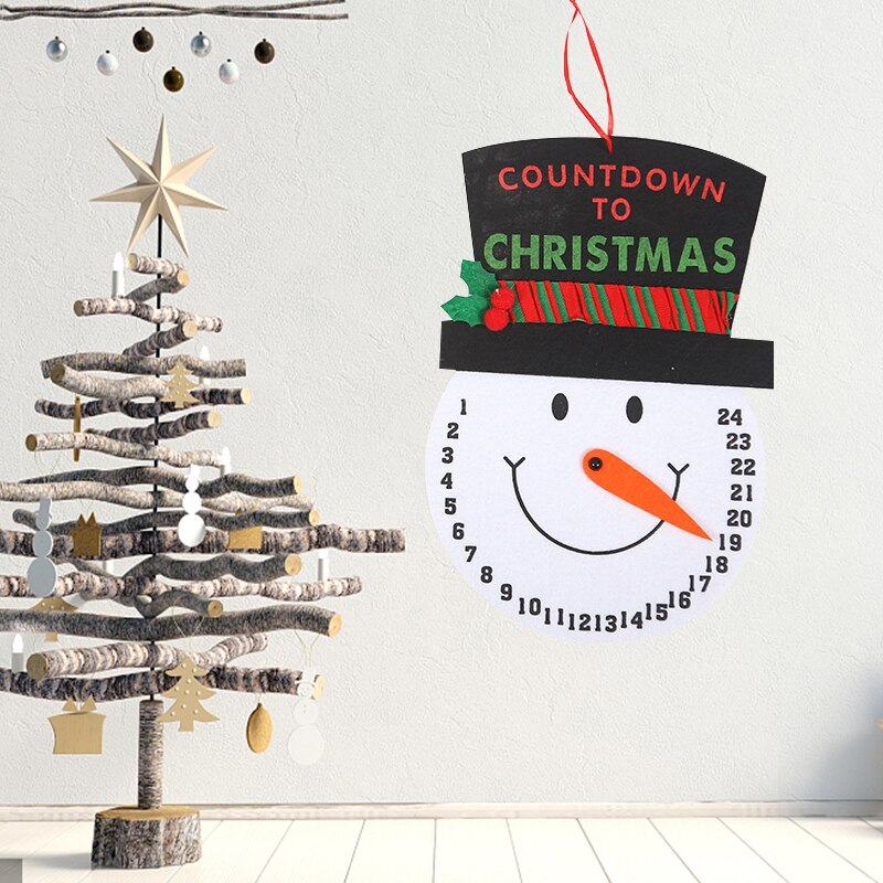 Christmas Timer Countdown Calendar Wall Hanging Pendant Santa Claus Snowman Calendars Clock Year Decor Home Ornament