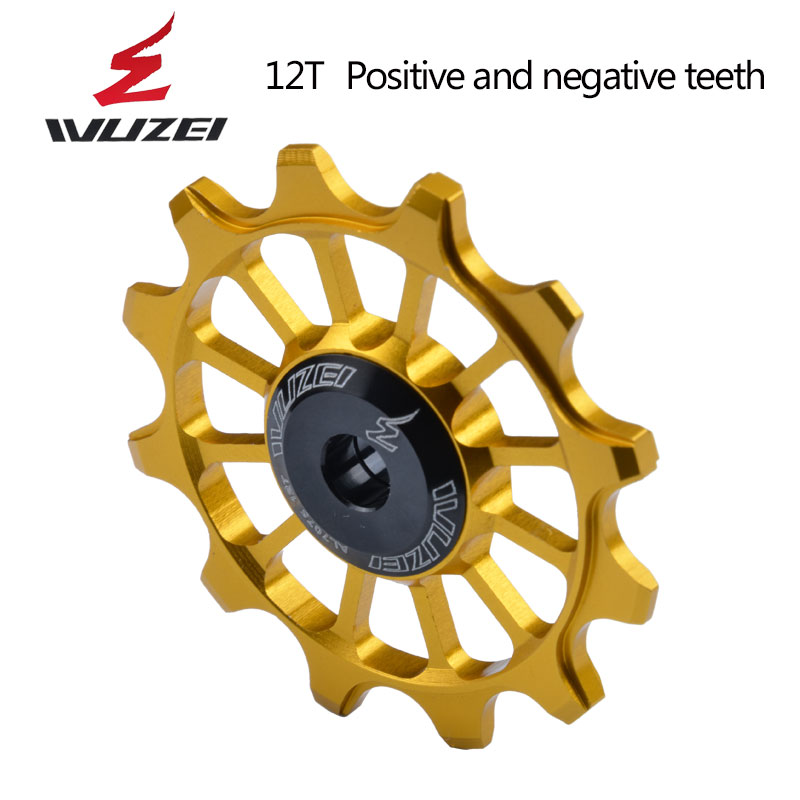 WUZEI — 2 pièces, roue dentée et galet pour dérailleur arrière, à 11, 12 et 13 dents, en céramique et alliage aluminium, pour vtt, guide poulies en céramique: 12T golden