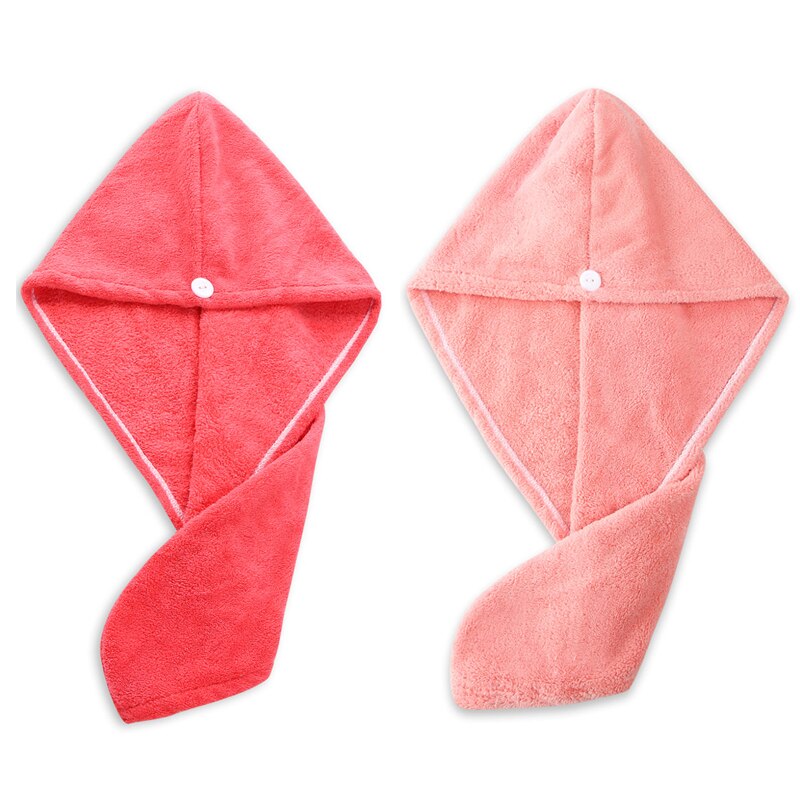 1/2pcs Microfibre Towel Cap After Shower Quick-drying hair Womens Girls Lady's Super Absorbent Towel Head Wrap Bathing Tools: red pink
