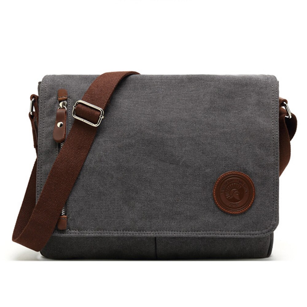 14 Inch Retro Casual Messenger Tassen Voor Mannen Schoudertas Canvas Crossbody Pack Kantoor Reistas Mannen tassen: Donkergrijs