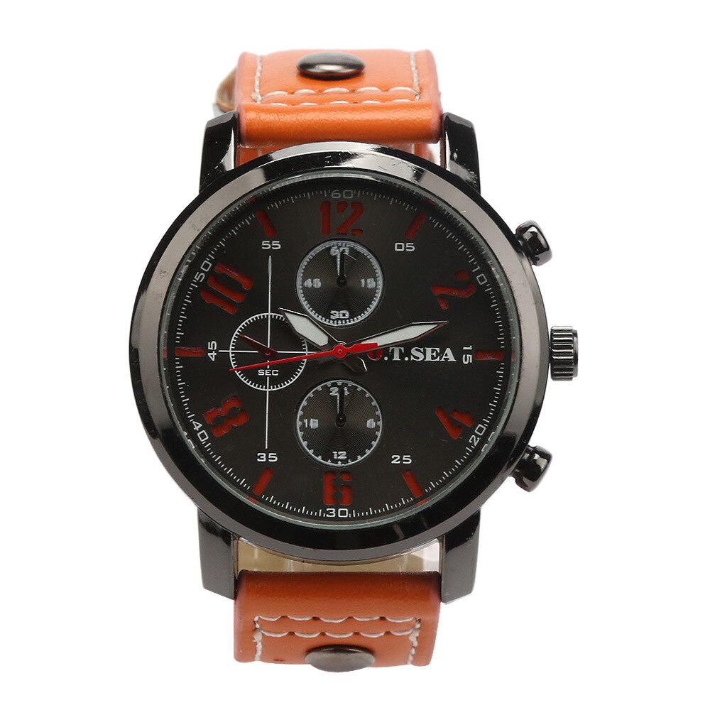 Kvarts mænds ure top brand luksus mandlig kronograf sport herre armbåndsur hodinky relogio masculino: D046- orange