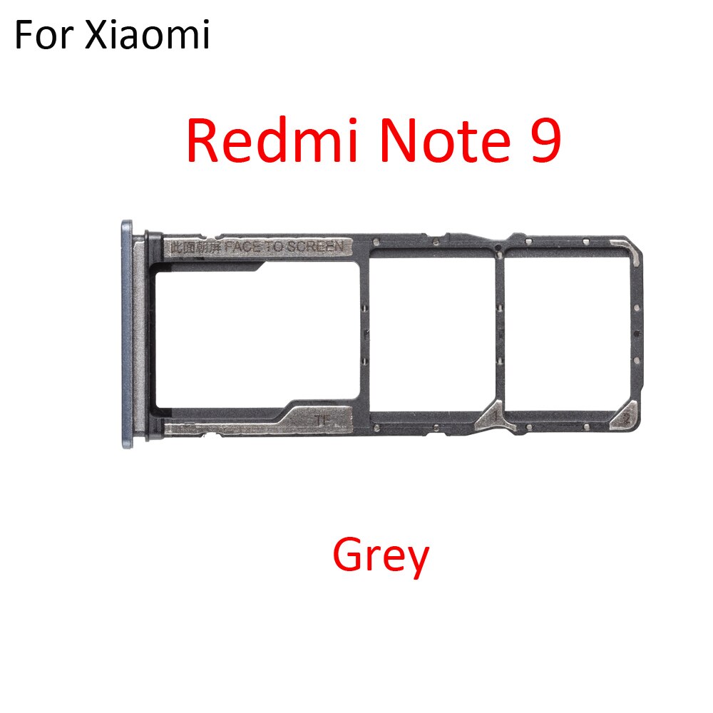 Sim Tray Holder For Xiaomi Redmi Note 9 Note9 SIM Card Tray Slot Holder Adapter Socket: Redmi Note 9 Grey