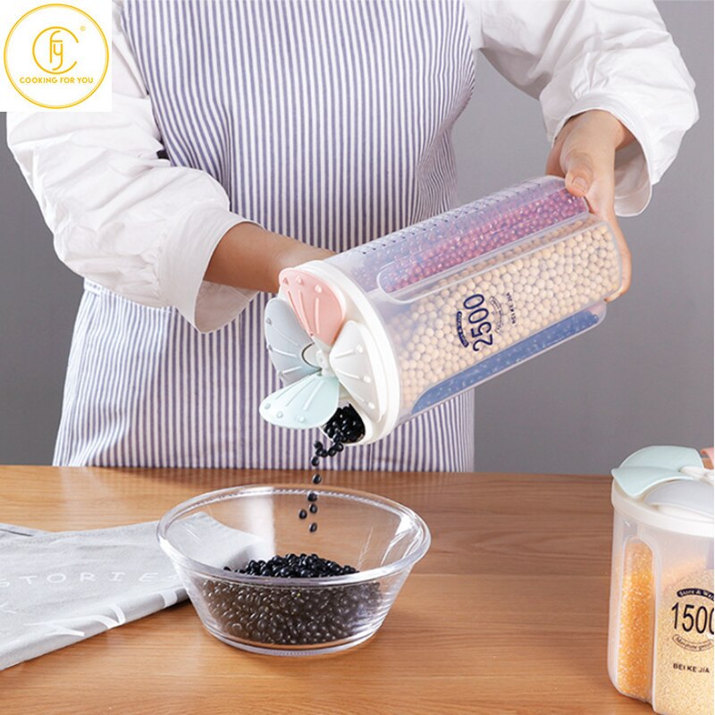 1.5/2/2.5/3L Plastic Food Storage Container with Lid Kitchen Storage Box Refrigerator Noodle Multigrain Jars Home Food Container