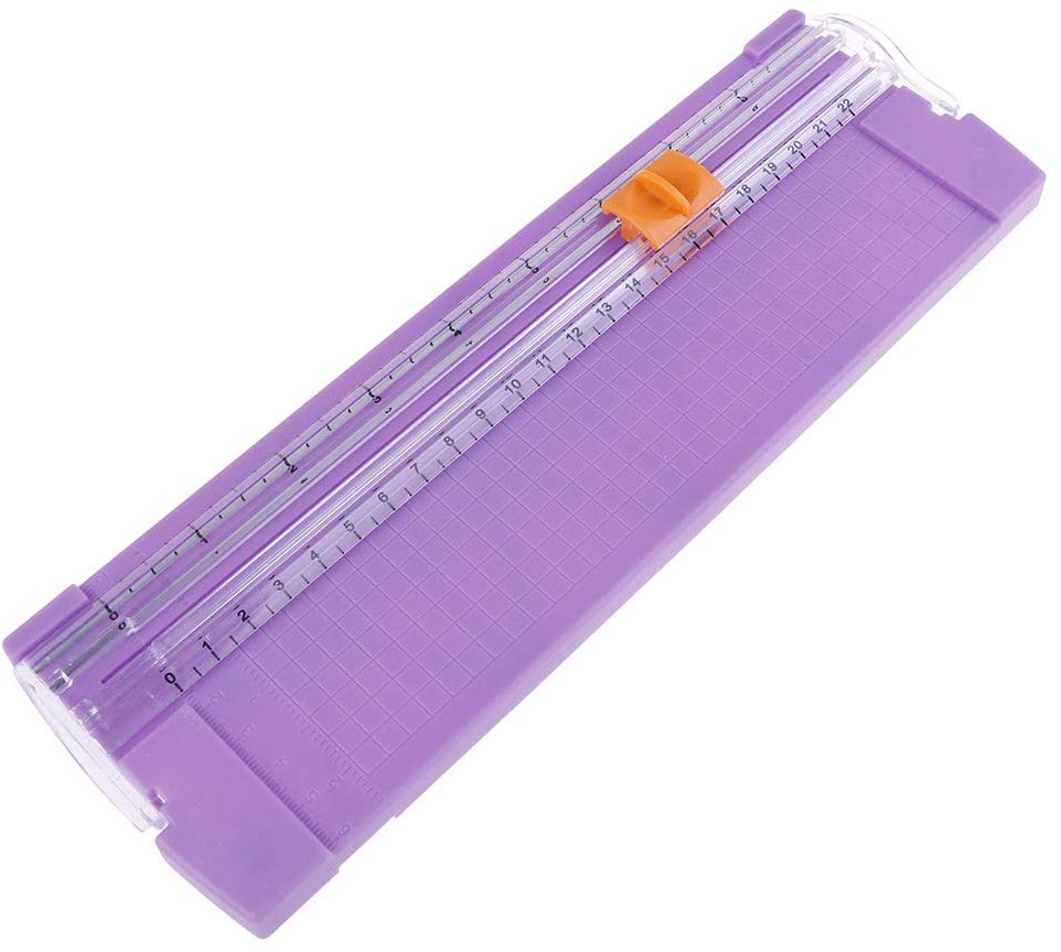 Mini Precision Rotary Paper Cutter Scrapbook Photo Trimmer With Finger Protection Slide Ruler For Home School Office: Purple
