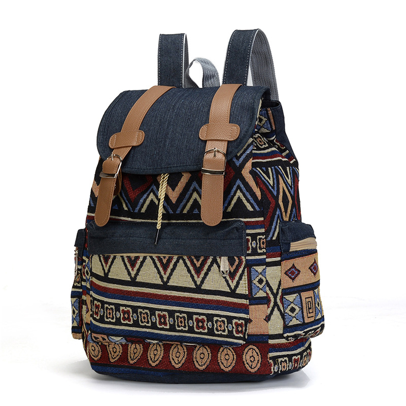 Nueva mochila Vintage de lona de para mujer, mochilas étnicas, mochilas bohemias, mochila escolar Rugzak, mochila