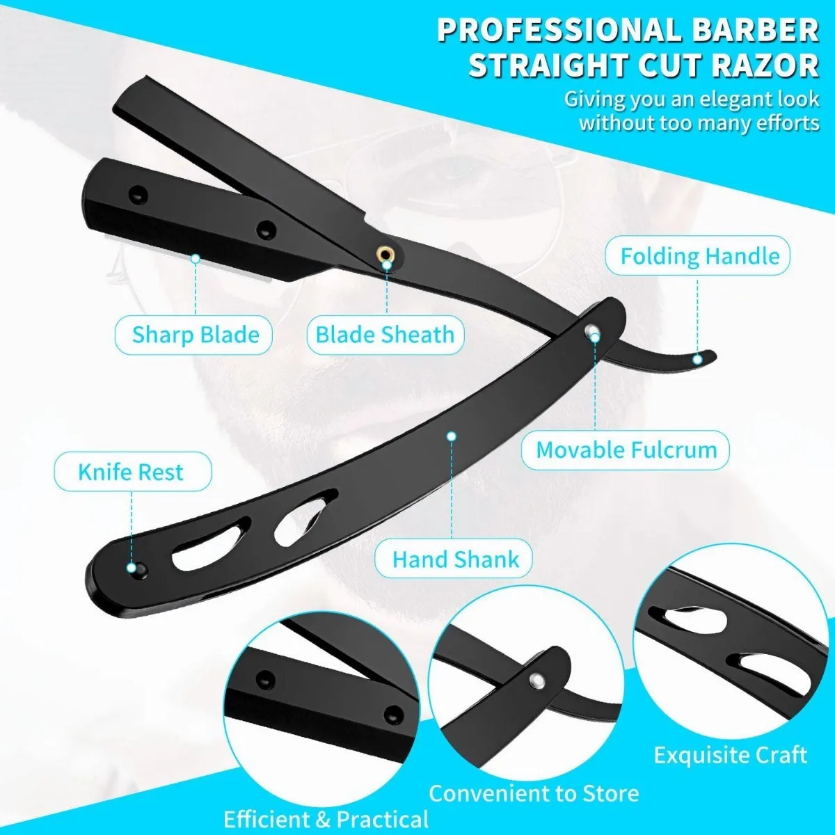 100 BLADES + Barber Straight Edge Razor Safety Barber Razor - Salon Cut Throat Shavette