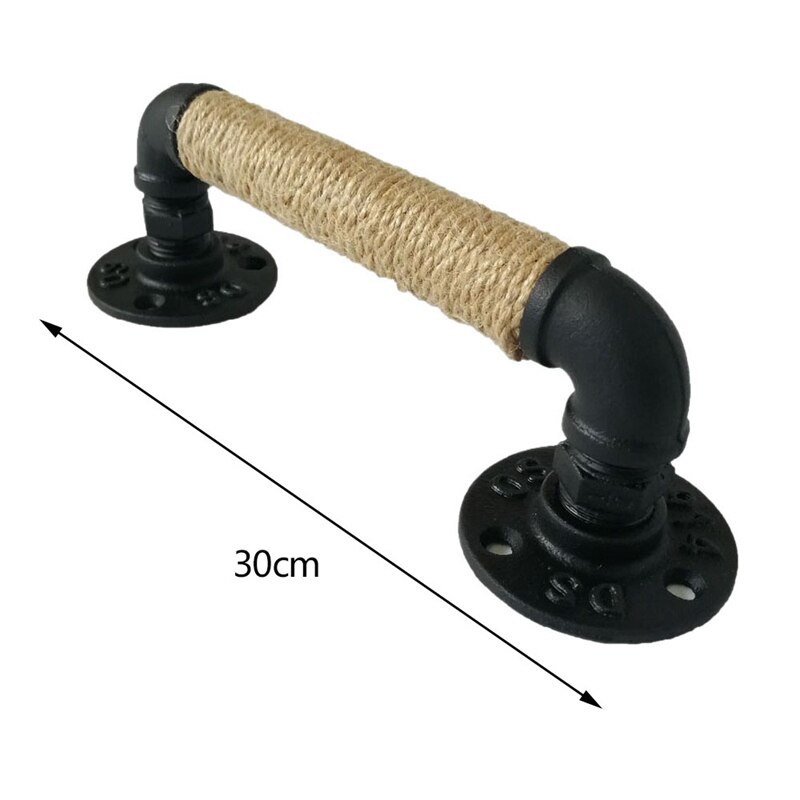 Tiradores de puerta de madera para muebles, estilo Industrial, negro, antiguo, Vintage, Europeo, de hierro forjado