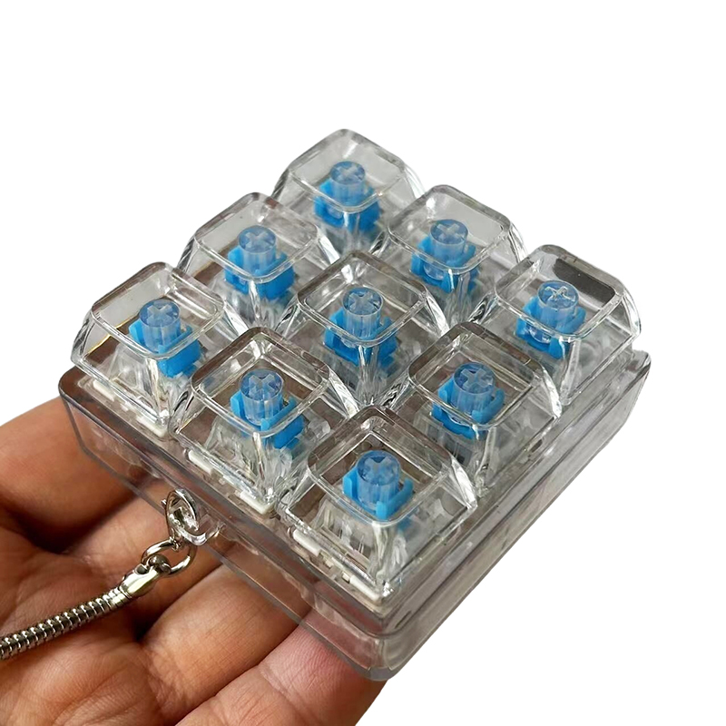 4/9 Keys Mechanical Keyboard Axis Tester LED Keyboard Key Toy Stress Relief DIY Fidget Button Keycap Fidget Keychain Toys
