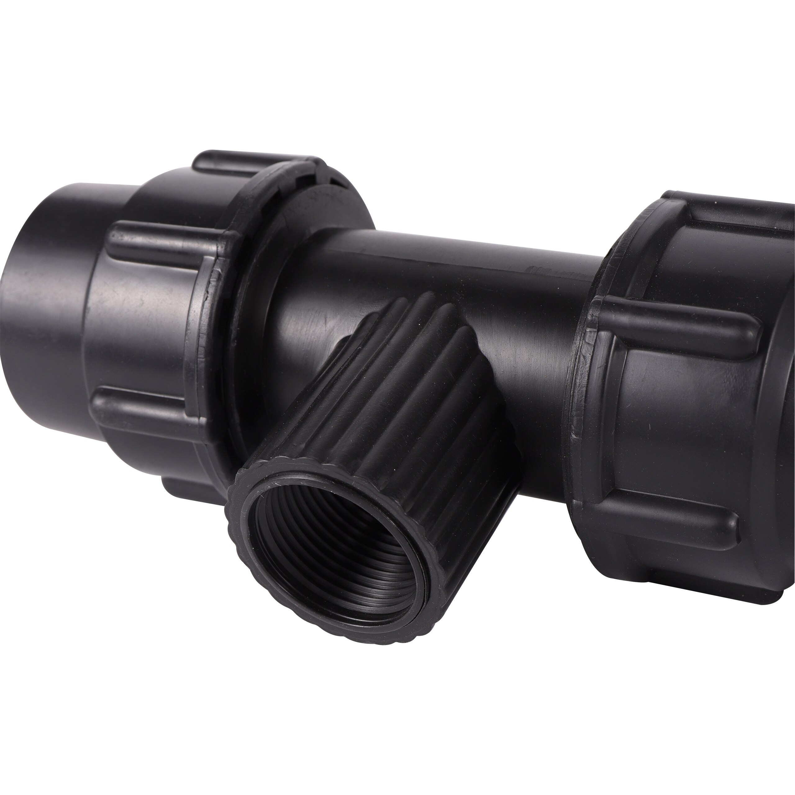 Conector de tubo de riego de PVC y PE, accesorio negro de rosca de 1/2 &quot;3/4&quot; 1 &quot;a 20/25/32mm, Junta bloqueada de conversión de 3 vías