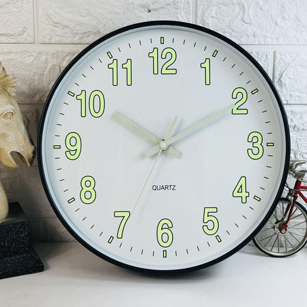 12" Night Light Wall Clock Silent Non-Ticking Arabic Numbers , Easy Install