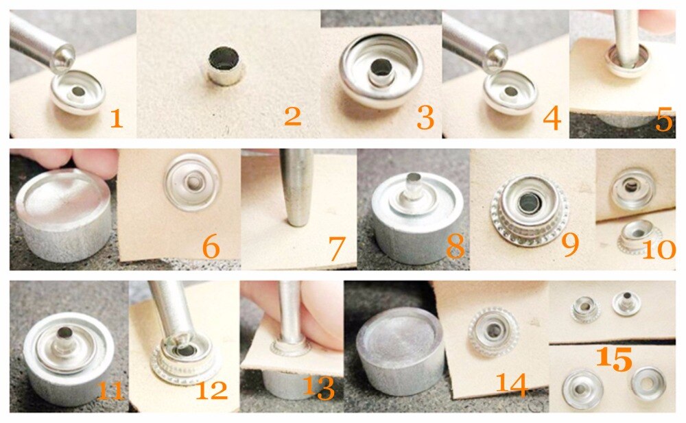 16 arten 12,5-15mm Leder Handwerk Heavy Duty Druckknöpfe Presse Stud Taste Werkzeug Set Nähen Stich Kanten rillen Cutter Messer