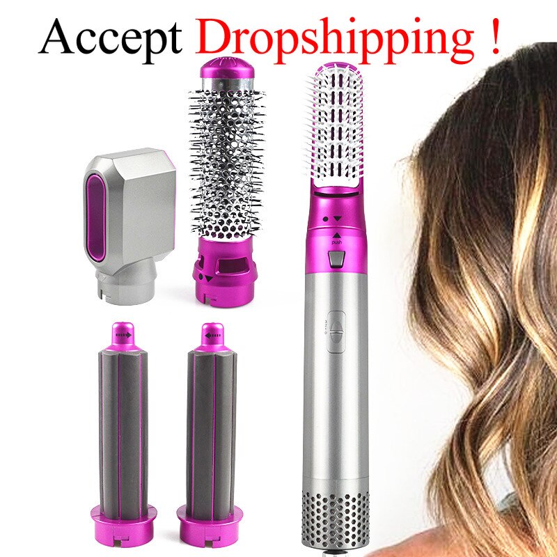5 en 1 multifonctionnel sèche-cheveux peigne Air Styler peigne redressant fer à friser rouleau style brosse outil de coiffure