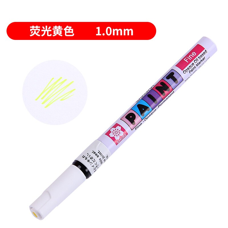 1 pçs sakura cherry blossom marcador caneta pintura vermelha preto azul toque pintura mão-pintado assinatura oleosa linha gancho caneta: fluorescent yellow