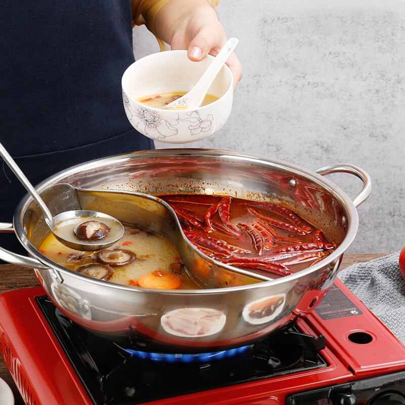Olla de acero inoxidable para cocina, olla de inducción para el hogar, Compatible con ollas de Gas, utensilios de cocina para el hogar, olla doble dividida