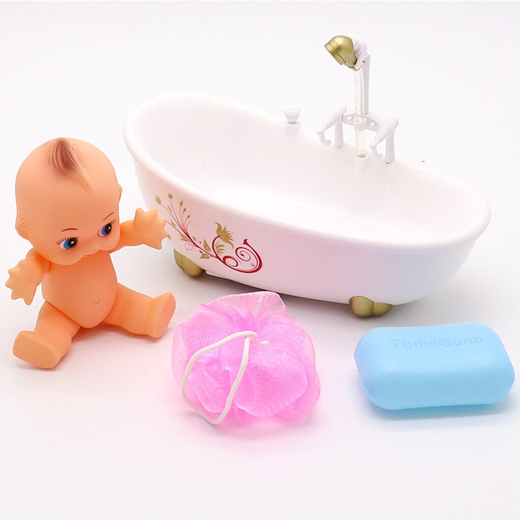 6Pcs Pop Baden Set Voor Kids Pretend Play Echt Werkende Bad Met Douche