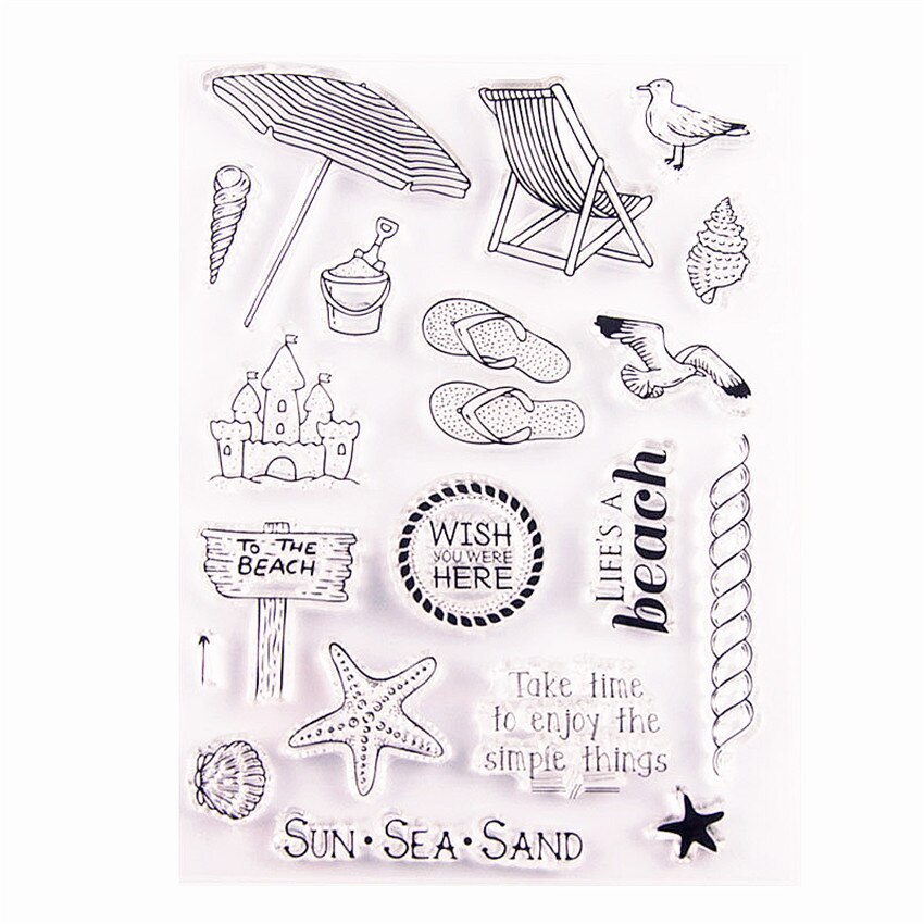 11 x 15cm strandsemester genomskinliga klara stämplar silikontätningar rullstämpel gör det själv scrapbooking fotoalbum/kort gör bröllop