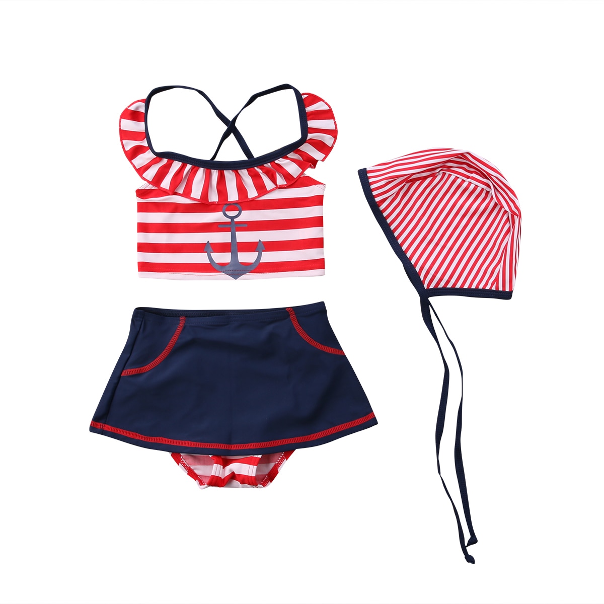 4 stk baby kid jenter badedrakt liten jente rørt bade badedrakt bikini sett badetøy+lue sommer