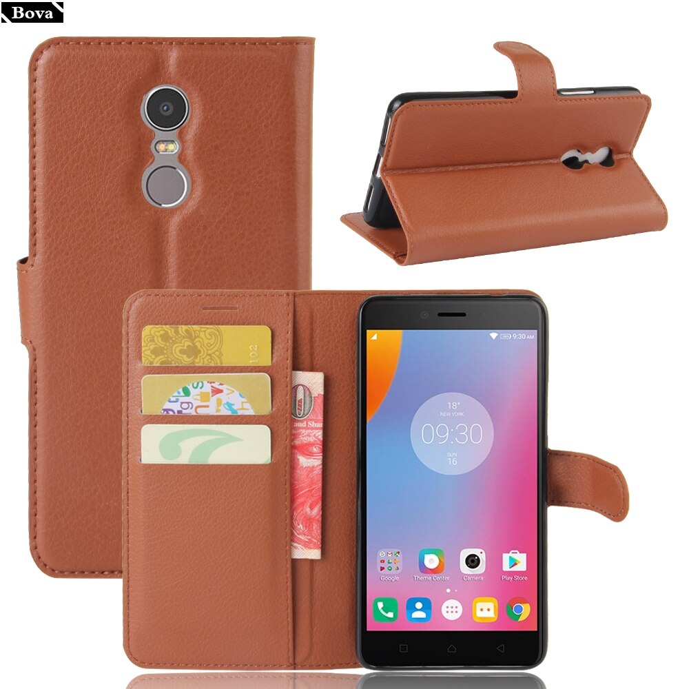 til fundas lenovo  k6 Merk etui pu lær lommebok deksel kortholder telefon etui til lenovo  k6 Merk  k6 Merk beskyttende etui hylster: Brun jfc