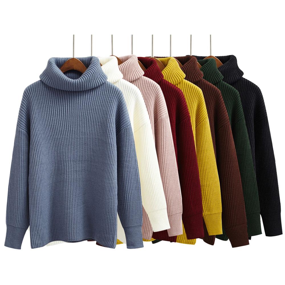 Korean Simple Basic Knitted Sweaters Women Winter Turtleneck Long Sleeve Pullovers Sweater Female Casual Jumper 8 Colors