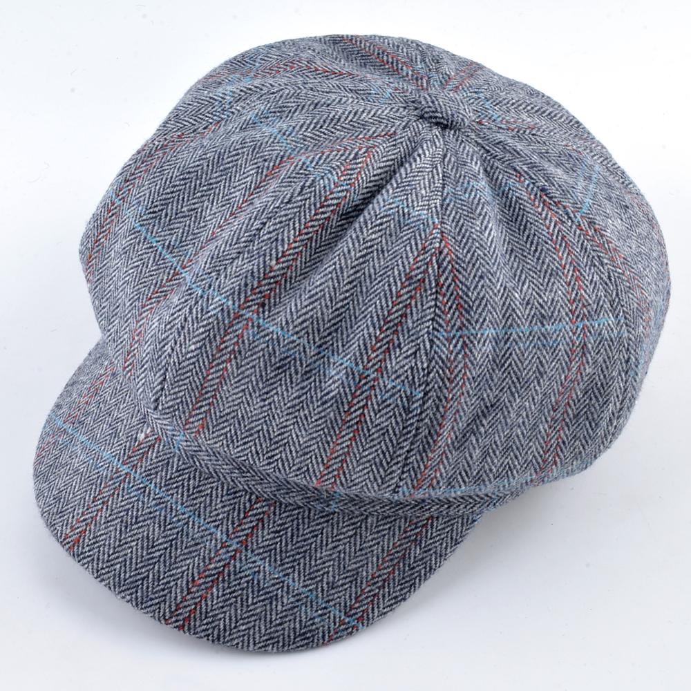 Gorros octogonales de tela de algodón para hombre, gorro de pintor a rayas para Newsboy, boinas informales de invierno para hombre, gorra Boina cálida de doble capa para otoño