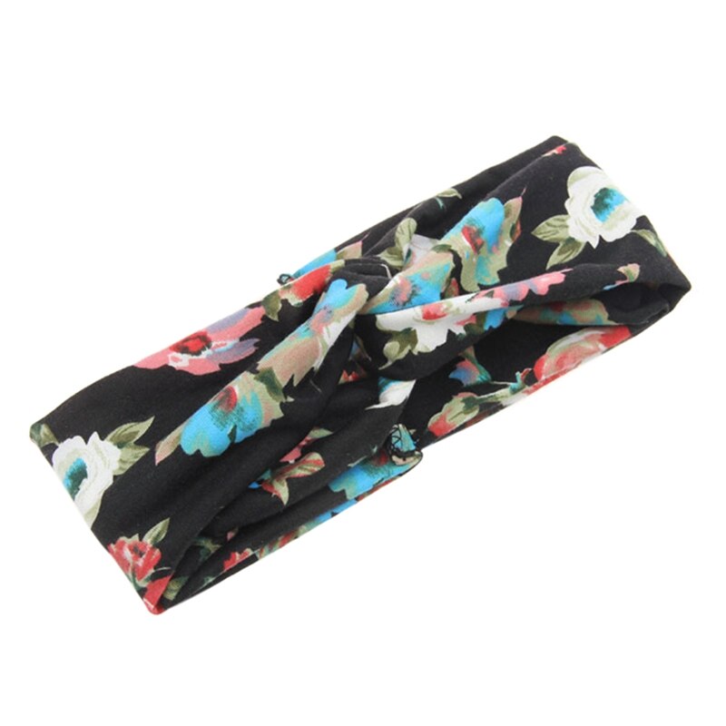 Vrouwen Sport Brede Bloemen Sport Haarband Vrouwelijke Volwassen Mode Casual Elastische Hoofdband Hoofdband Gewikkeld Haar Accessoires: Black