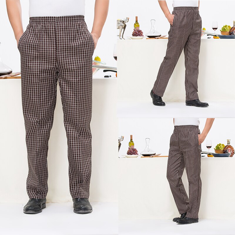 mannen Casual Plaid Elastische Riem Broek Hotel Food Service Westerse Restaurant Chef Broek Cafe Ober Werk Broek & zakken
