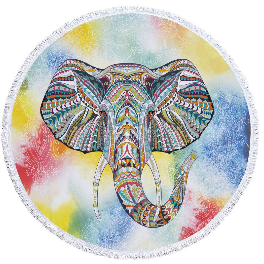 150cm Cartoon Elephant Mandala Tapestry Wall Hanging Decoration Hippie Tapestry Beach Throw Rug Yoga Mat Travel Mattress: C