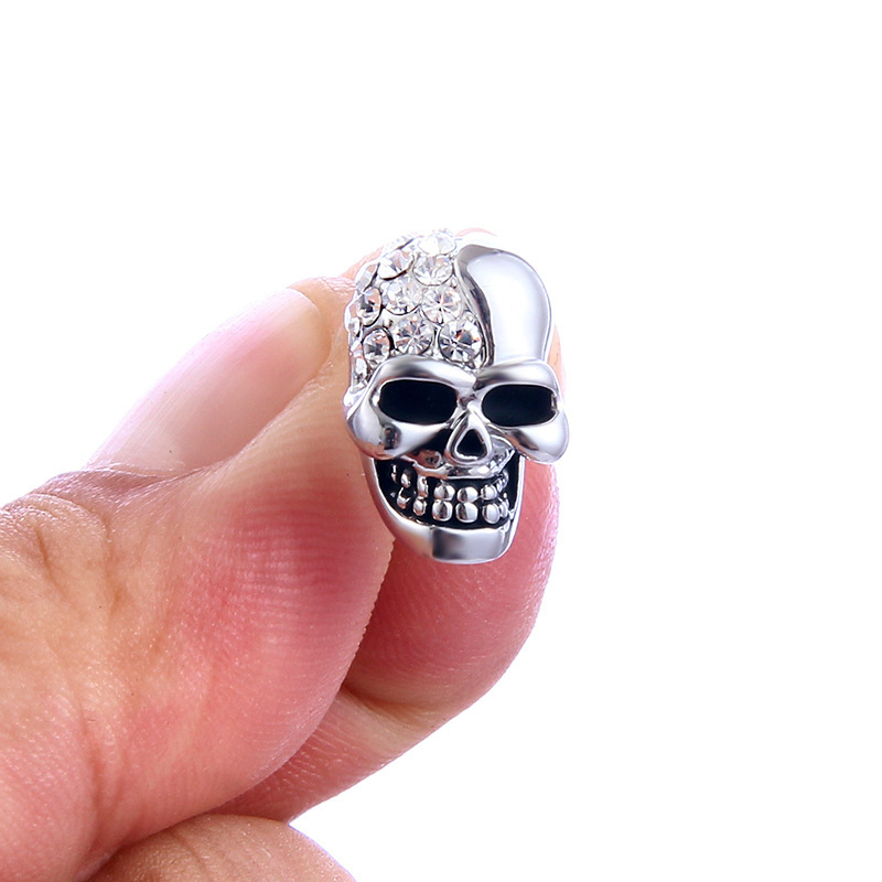 1@# punk round shiny gold silver skull Clip Earrings , men and women jewelry