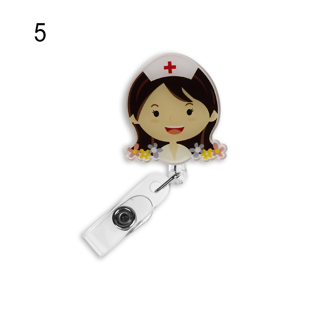 Una unidad de Mini insignia retráctil de dibujos animados, cordón para el carrete de Clip de enfermera, Tarjeta De Nombre de identificación, soporte, Clip, patrón de estudiante, insignia de enfermera, Clip: 5