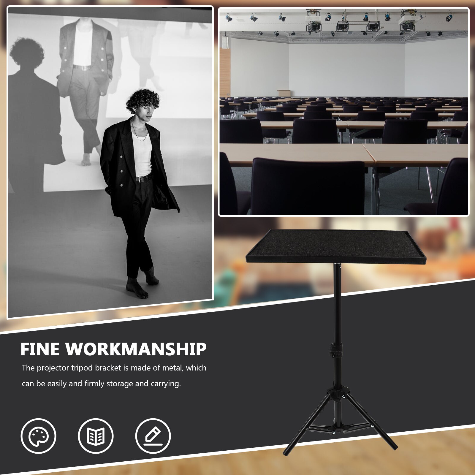 Projector Table 1.2m Adjustable Projector Tripod Book Stand Foldable Bracket