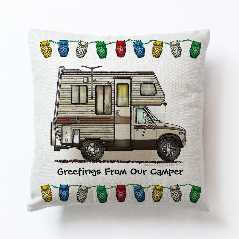 Novel Cartoon Hond Auto Bus Kampeerders Kussenslopen Siësta Kussenhoes Decoratie Sofa Rugleuning 45X45Cm Baby Kids: D16