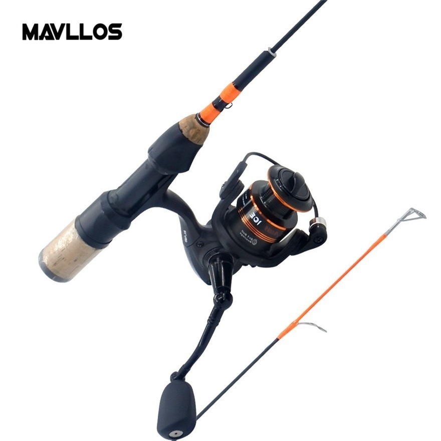 Mavllos Ultralight Ice Fishing Rod Reel Set Combo 8+1 Bearings Fishing Reel 2 Sections 52.5cm Portable Winter Fishing Tackle