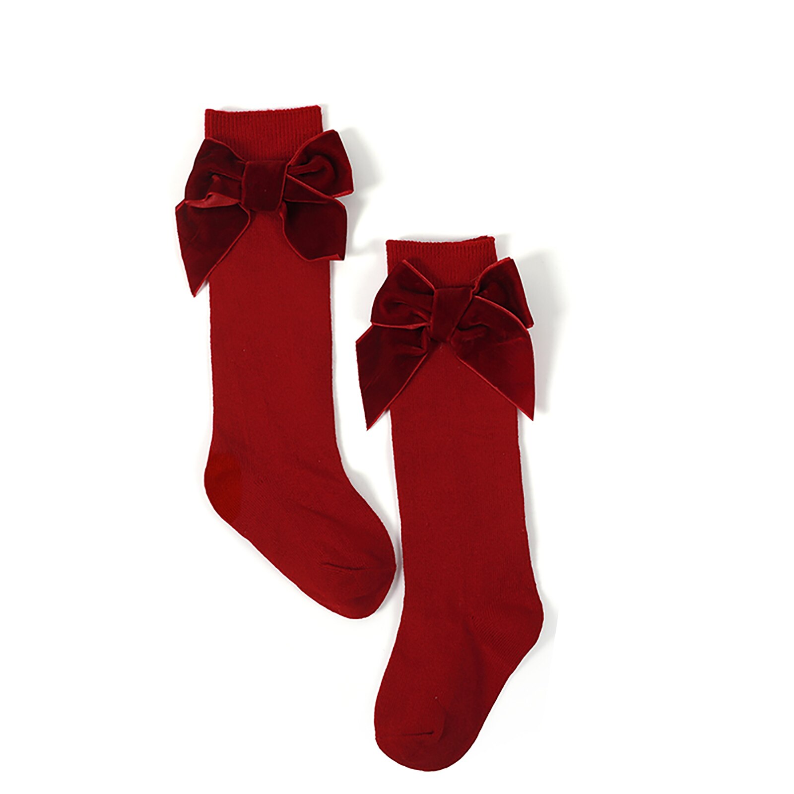 Chaussettes à nœud papillon pour filles, élégantes et confortables, montantes aux genoux pour enfants: burgundy / 0-3 years