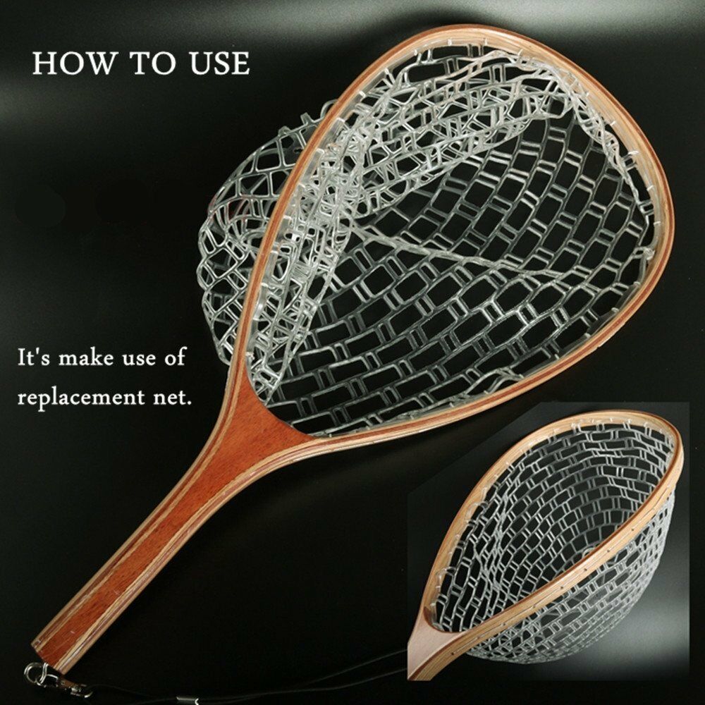 20 Inch Fly Fishing Landing Net Clear Rubber Replacement Bag Landing Mesh Basket L