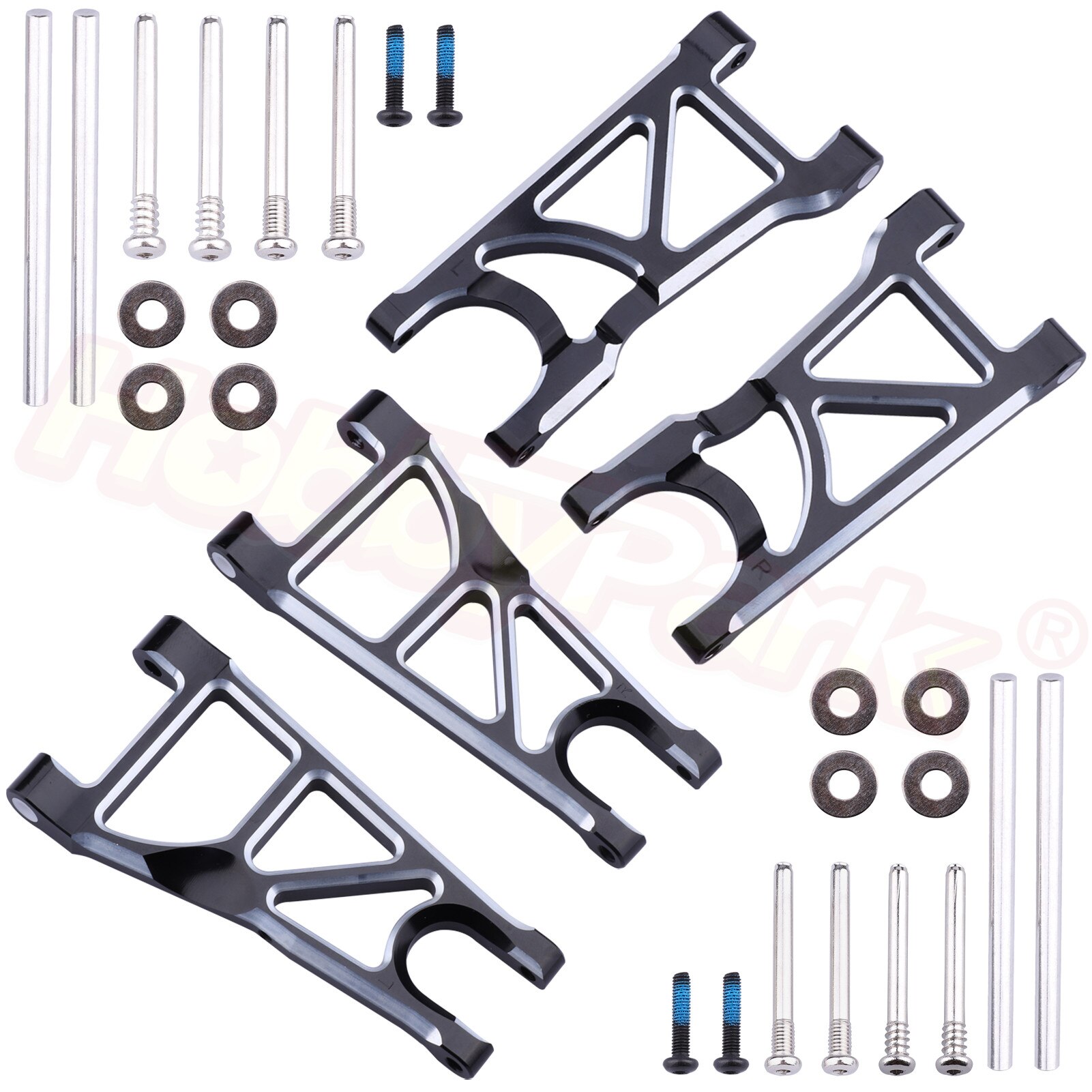 Hobbypark Aluminum Suspension Arms Set (Front &amp; Rear) for Arrma 1/10 Granite 4X4, Big Rock, Senton