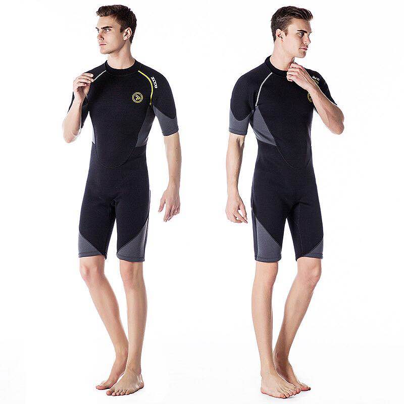 Roupa de mergulho de neoprene masculina, macacão de peça única com manga curta e zíper traseiro de 1.5mm para mergulho