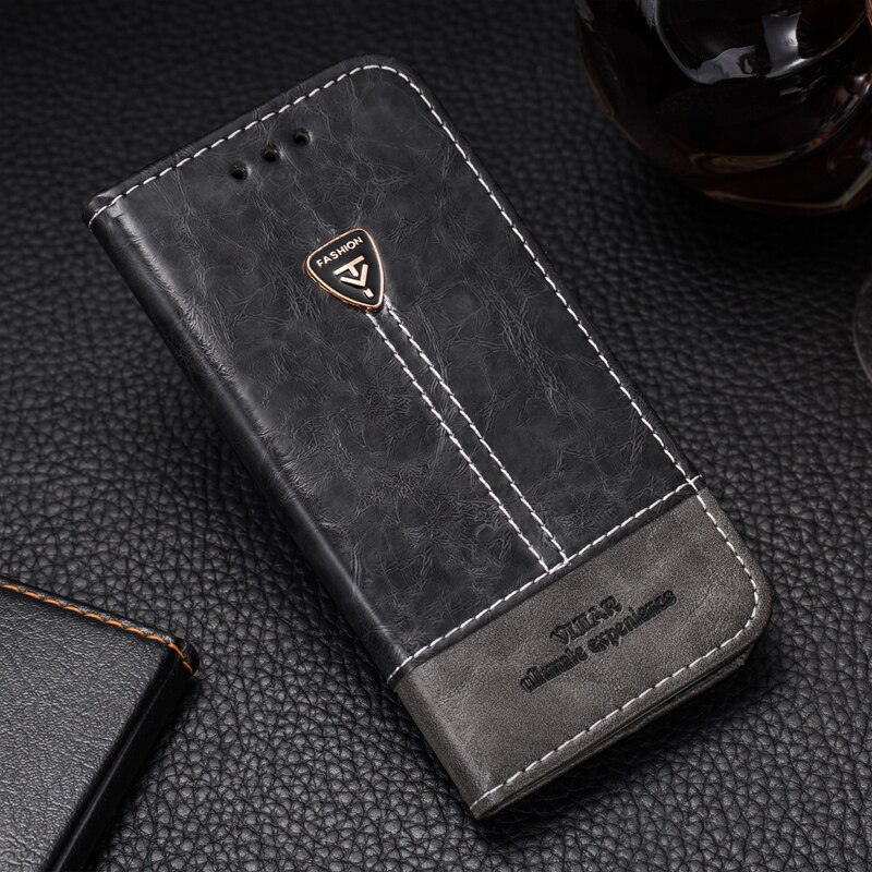 VIJIAR Ingebouwde magneet Tailor precieze High end flip lederen telefoon cover 4.7 'Voor nokia lumia 730 735 case: Dark Grey