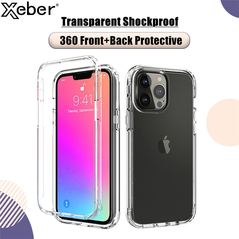 Full Body Double Clear Phone Case For iPhone 16 15 12 13 14 Pro Max 11 XR XS X 7 8 Plus Front Soft Silicone Hard PC Back Cover
