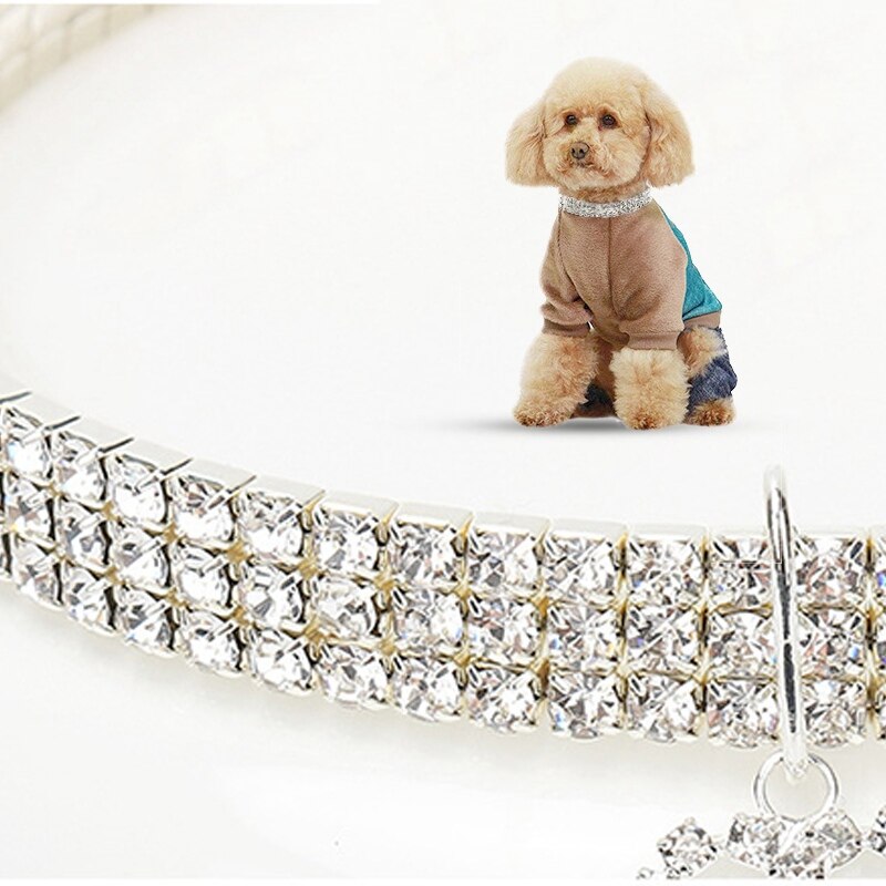 Hundehalsbånd elastisk kæledyrs halskæde bling krave til katte / hvalp krystal katte kraver justerbare hunde halskæde kæledyr tilbehør
