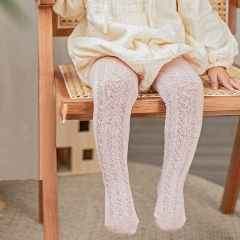 Medias caladas de algodón para niña, pantis de malla para bebé, medias acanaladas de color sólido, primavera y verano, 2022