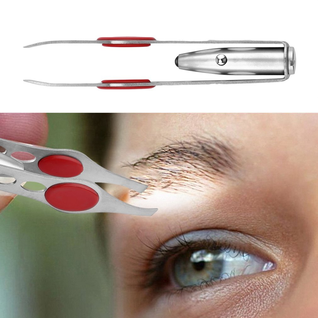 Mini pinza portátil de acero inoxidable con luz LED incorporada para la eliminación de pestañas herramienta de Belleza del cabello de cejas