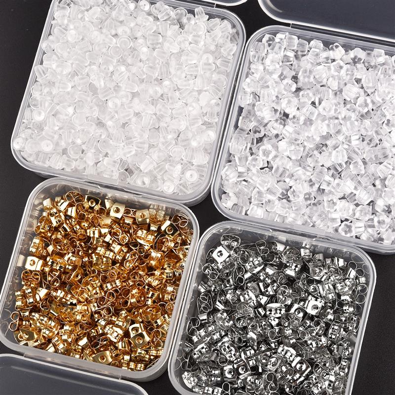 Bouchon arrière pour boucles d'oreilles, 100 à 1000 pièces/boîte, accessoires de bijoux, en alliage de silicone
