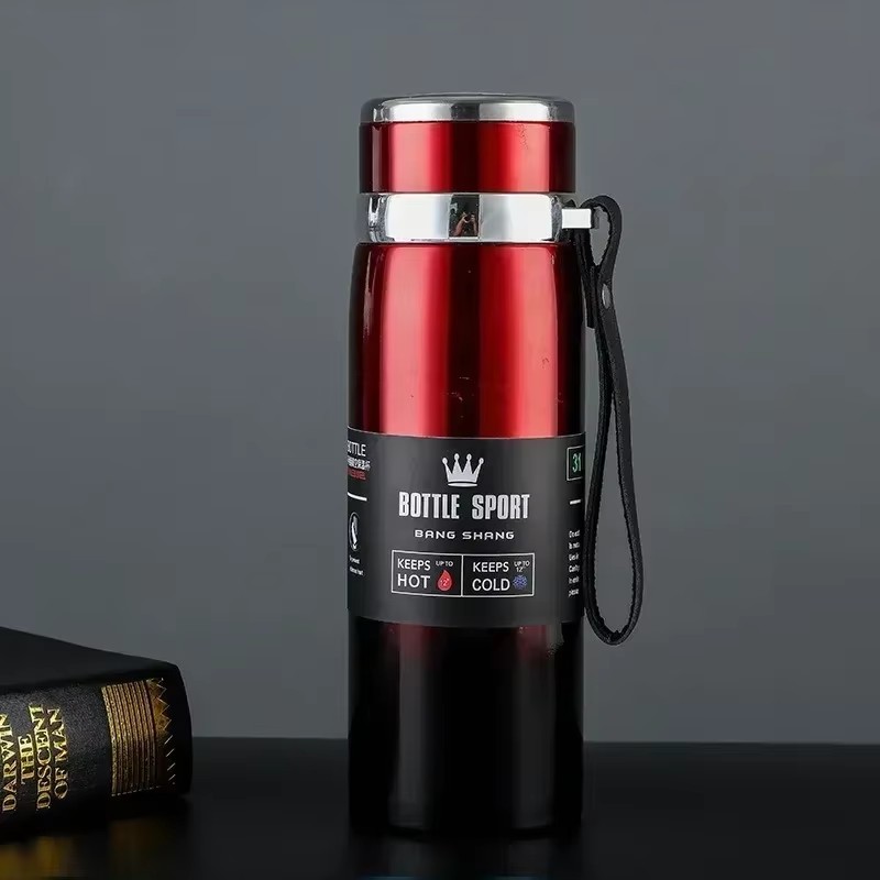 1l termosflaskor för att hålla kallt och vattenflaska termos för kaffe och te termosflaskor i rostfritt stål: Rosa